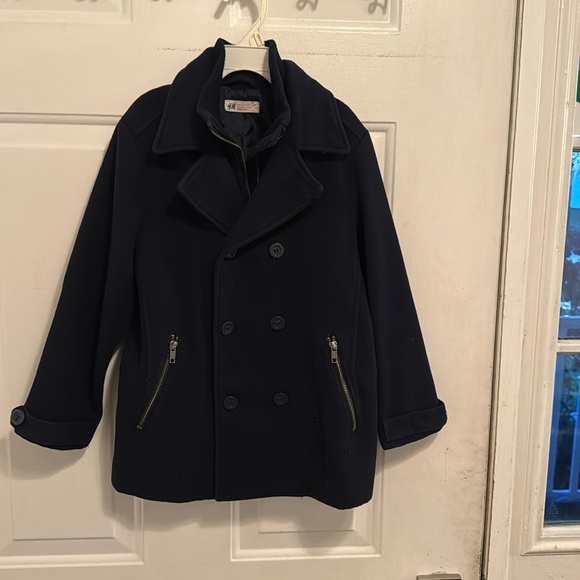 Navy blue H&M pea coat - Picture 1 of 4